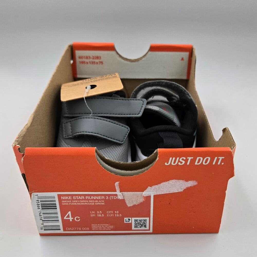 Nike Toddler Starrunner 3 Shoes Size 4C Adjustable Hook-and-Loop Straps